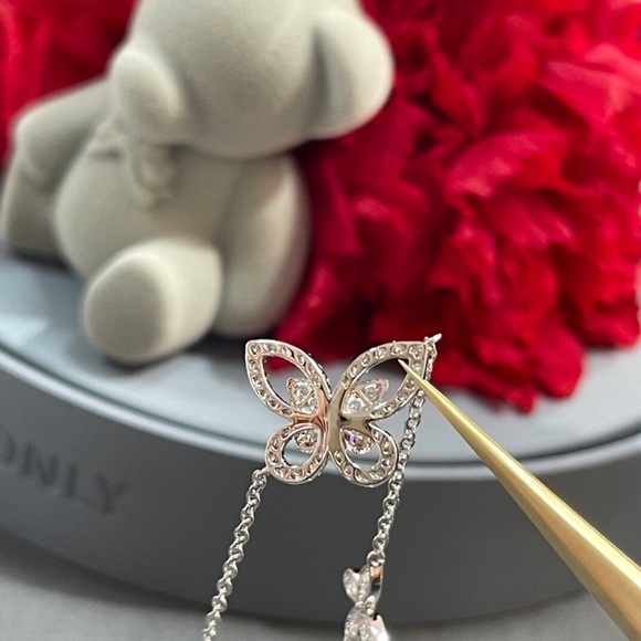 Silver with 18k white-gold plated butterfly full diamond bracelet - Picture 5 of 6